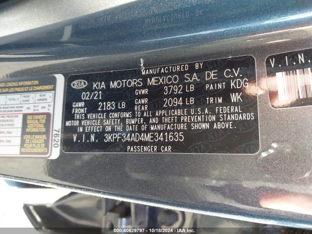 KIA Forte Gt-line 2021 3KPF34AD4ME341635 Image 9