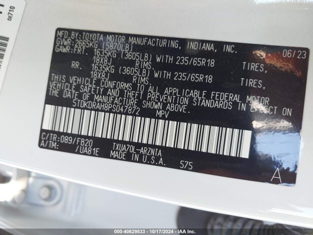 Toyota Highlander Le 2023 5TDKDRAH8PS047872 Image 9