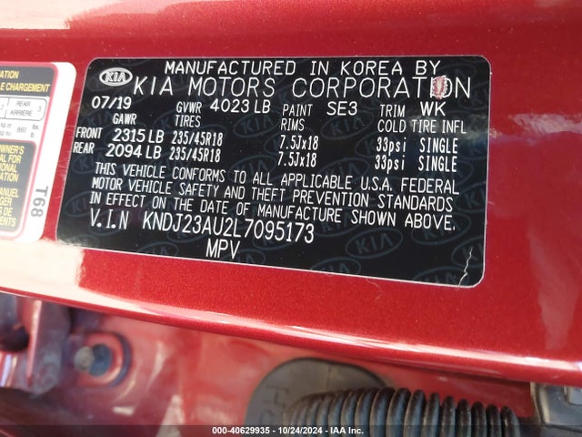 KIA Soul X-line 2020 KNDJ23AU2L7095173 Image 9
