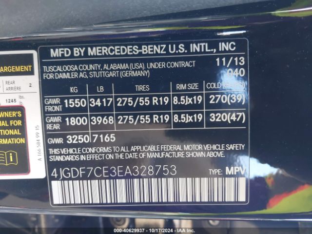 4JGDF7CE3EA328753 Mercedes-Benz Gl 450 4matic