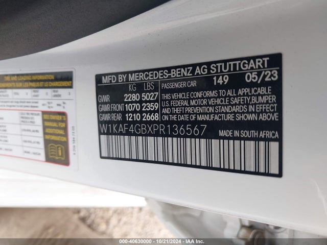 W1KAF4GBXPR136567 Mercedes-Benz C 300 Sedan