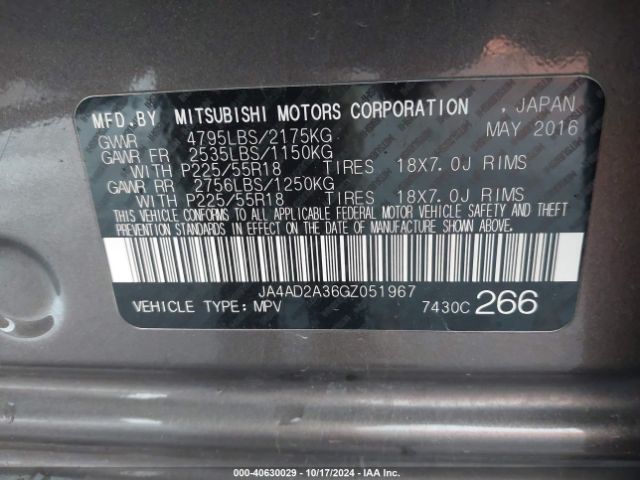 JA4AD2A36GZ051967 Mitsubishi Outlander Es