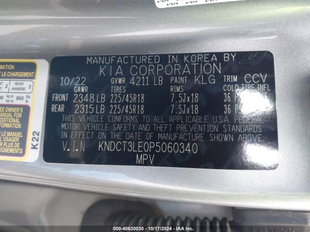 KNDCT3LE0P5060340 KIA Niro Sx Touring