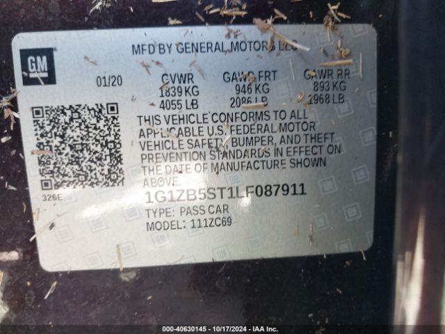 1G1ZB5ST1LF087911 Chevrolet Malibu Fwd Ls