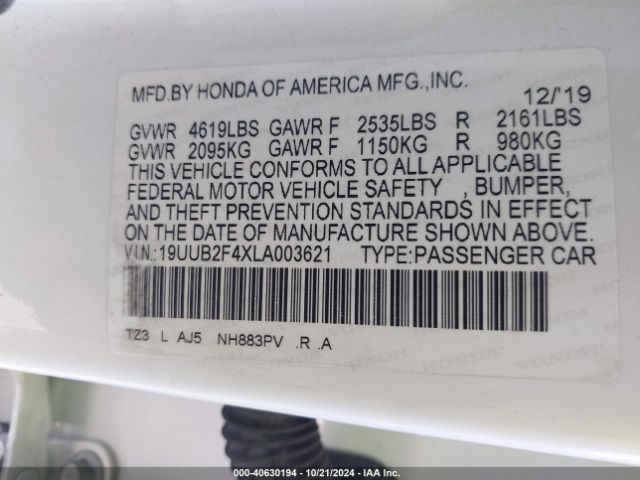 19UUB2F4XLA003621 Acura Tlx Tech Package