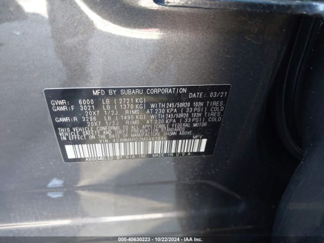 4S4WMARD2M3441896 Subaru Ascent Touring