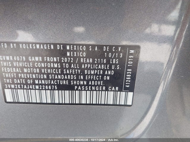 Volkswagen Jetta 2.0l S 2014 3VW2K7AJ4EM226675 Image 9
