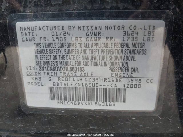 Nissan Versa 1.6 S 2024 3N1CN8DVXRL863183 Image 9