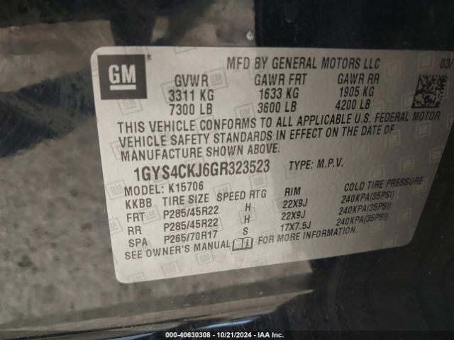 1GYS4CKJ6GR323523 Cadillac Escalade Premium Collection