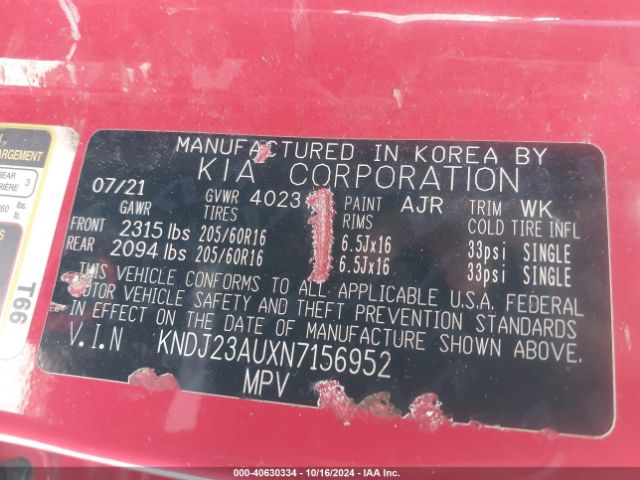 KNDJ23AUXN7156952 KIA SOUL LX