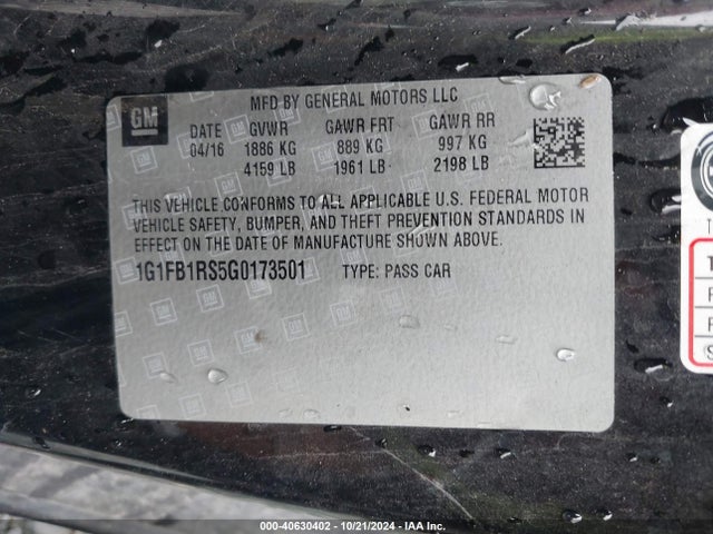 Chevrolet Camaro 1lt 2016 1G1FB1RS5G0173501 Image 9
