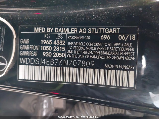 Mercedes-Benz CLA 250 2019 WDDSJ4EB7KN707809 Image 9