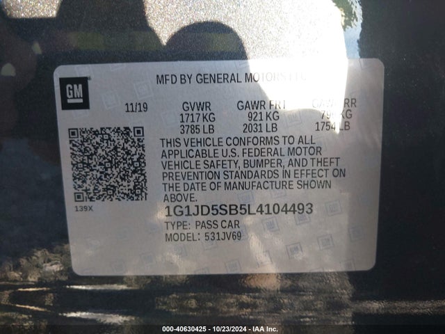 1G1JD5SB5L4104493 Chevrolet Sonic Fwd  Lt