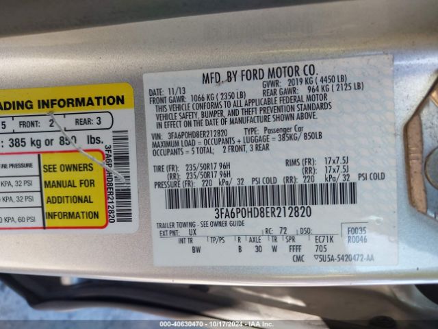 3FA6P0HD8ER212820 Ford FUSION SE