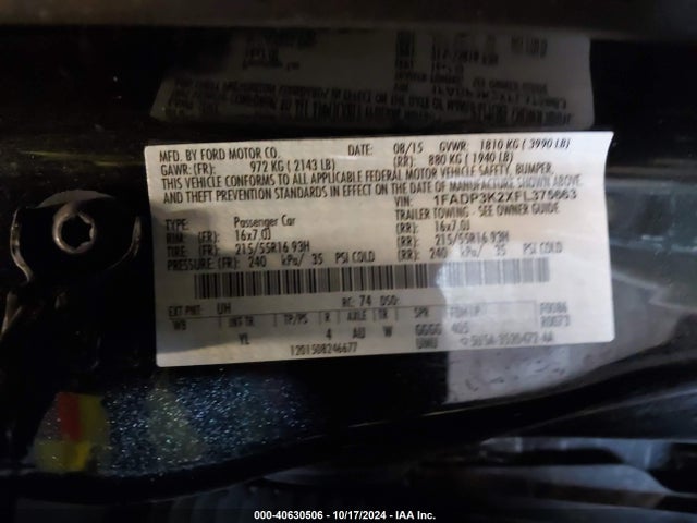 Ford FOCUS SE 2015 1FADP3K2XFL375663 Image 9