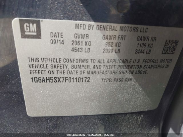 1G6AH5SX7F0110172 Cadillac ATS LUXURY