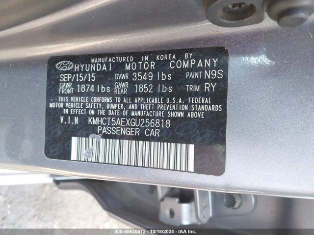 Hyundai ACCENT SE 2016 KMHCT5AEXGU256818 Image 9