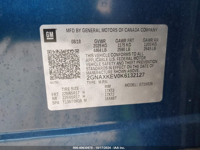 Chevrolet EQUINOX LT 2019 2GNAXKEVOK6132127 Image 9