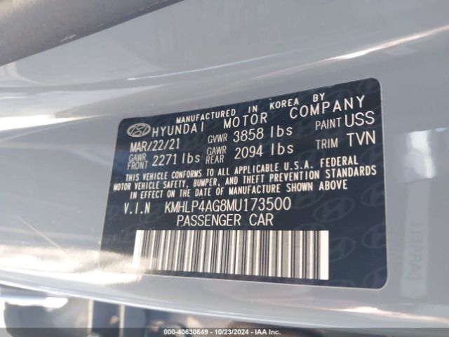 KMHLP4AG8MU173500 Hyundai Elantra Limited