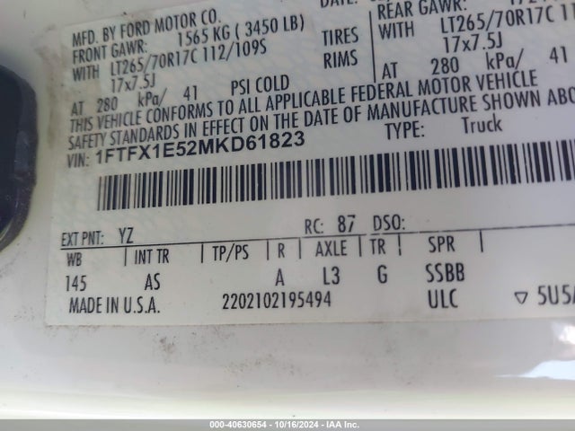 Ford F-150 Xl 2021 1FTFX1E52MKD61823 Image 9