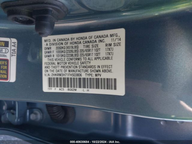 2HKRM3H71FH503806 Honda Cr-v Ex-l