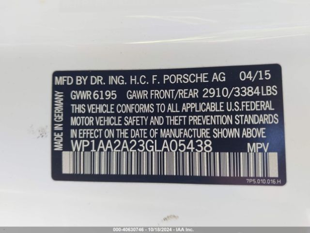 WP1AA2A23GLA05438 Porsche Cayenne