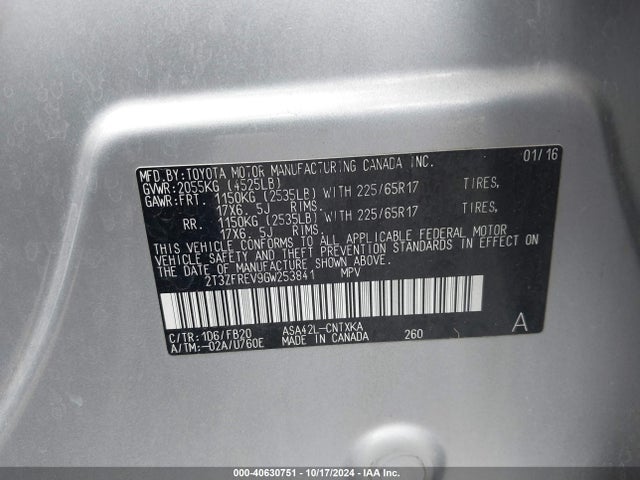 Toyota RAV4 LE 2016 2T3ZFREV9GW253841 Image 9