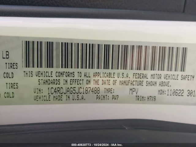 1C4RDJAG5JC187488 Dodge Durango Sxt Awd