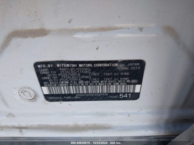 2019 MITSUBISHI OUTLANDER JA4AZ3A36KZ037406 Photo 8