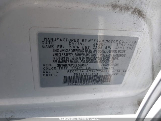 Nissan SENTRA SV 2014 3N1AB7AP3EL663157 Image 9