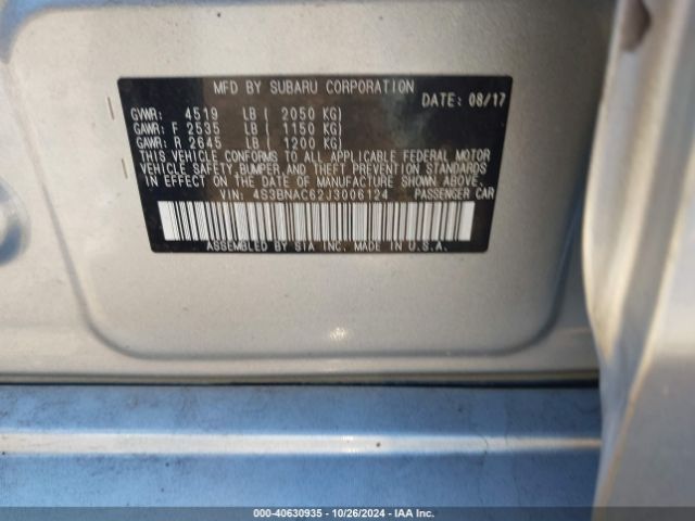4S3BNAC62J3006124 Subaru Legacy Premium