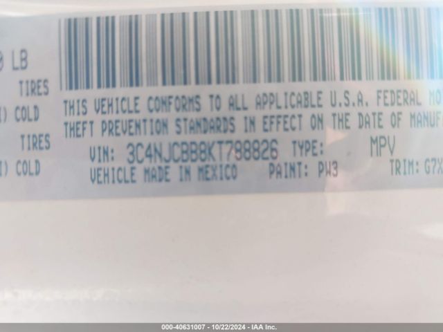 3C4NJCBB8KT788826 Jeep Compass Latitude Fwd