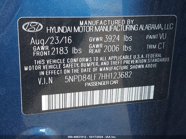 Hyundai Elantra Value Edition 2017 5NPD84LF7HH123682 Image 9