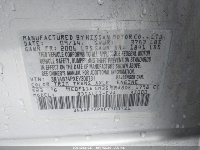 Nissan SENTRA S 2014 3N1AB7APXEY300731 Image 9