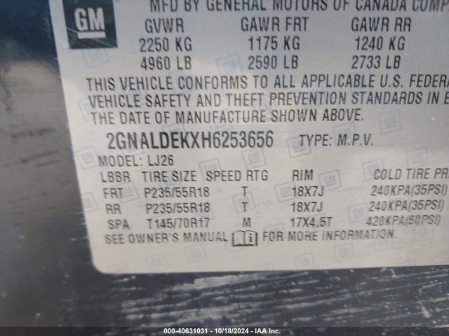 2GNALDEKXH6253656 Chevrolet Equinox Premier