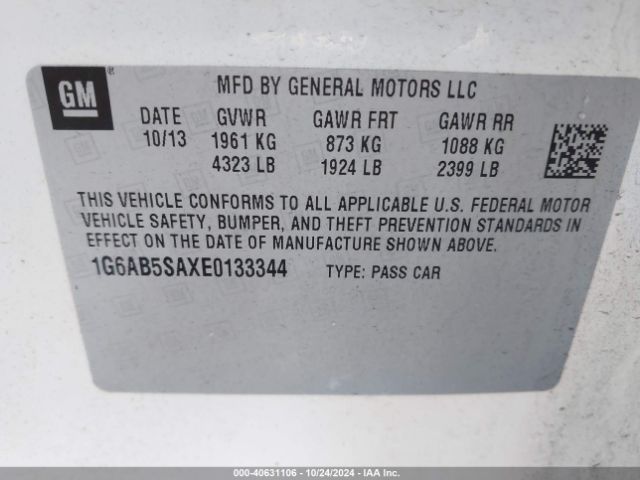 1G6AB5SAXE0133344 Cadillac ATS LUXURY