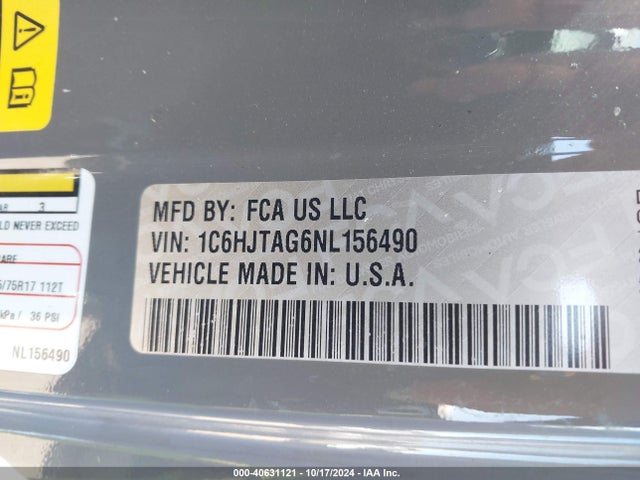 Jeep Gladiator Altitude 4x4 2022 1C6HJTAG6NL156490 Image 9