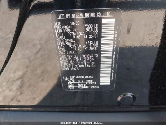 JN8AY2BA6R9415562 Nissan Armada Sl 2wd