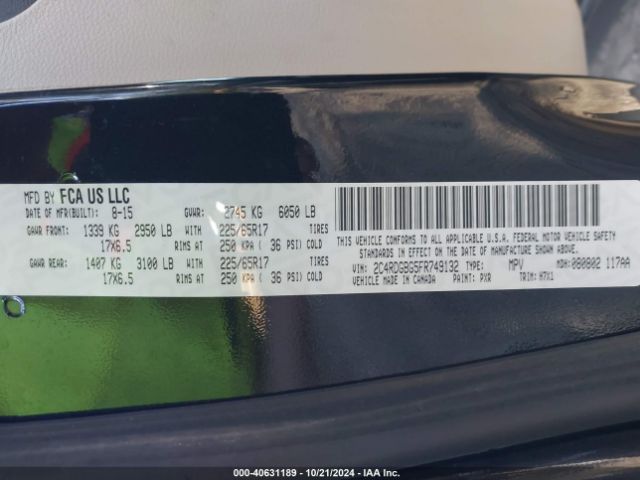 2C4RDGBG5FR749132 Dodge Grand Caravan American Value Pkg