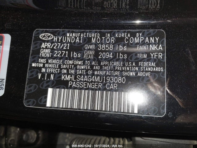 Hyundai ELANTRA SEL 2021 KMHLS4AG4MU193080 Image 9