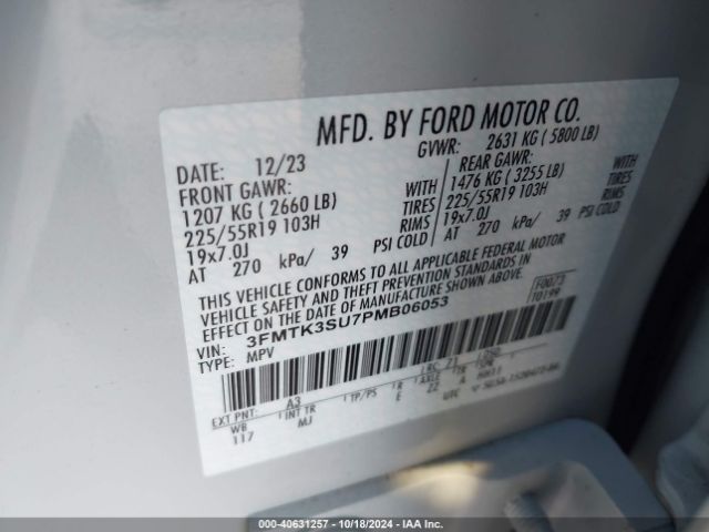3FMTK3SU7PMB06053 Ford Mustang Mach-e Premium