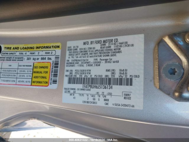 1FATP8UH6J5136134 Ford Mustang Ecoboost Premium