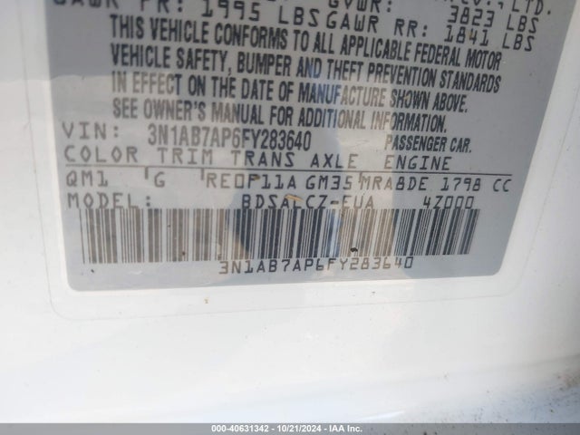 Nissan SENTRA S 2015 3N1AB7AP6FY283640 Image 9