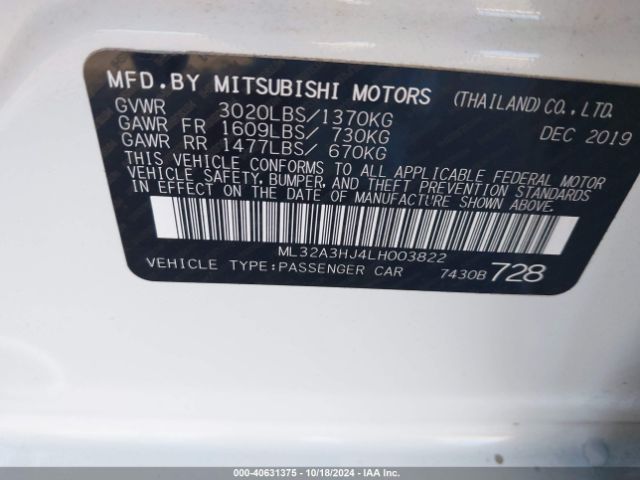 2020 MITSUBISHI MIRAGE ML32A3HJ4LH003822 Photo 8