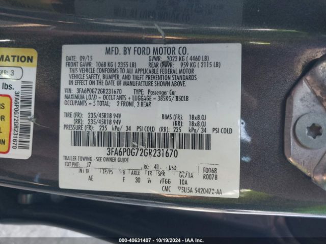 3FA6P0G72GR231670 Ford FUSION S