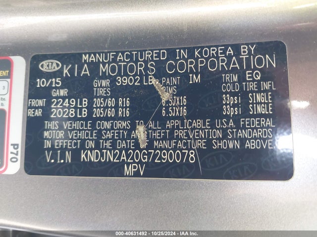 KIA Soul 2016 KNDJN2A20G7290078 Image 9