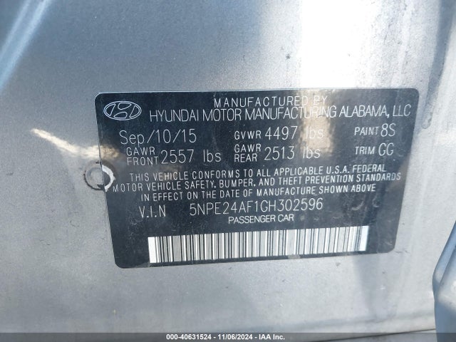 Hyundai SONATA SE 2016 5NPE24AF1GH302596 Image 9