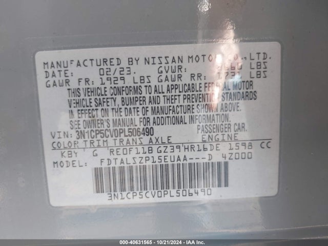 Nissan Kicks Sv Xtronic Cvt 2023 3N1CP5CV0PL506490 Image 9