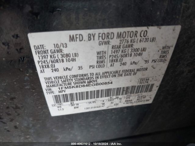 1FM5K8D84EGB00854 Ford EXPLORER XLT