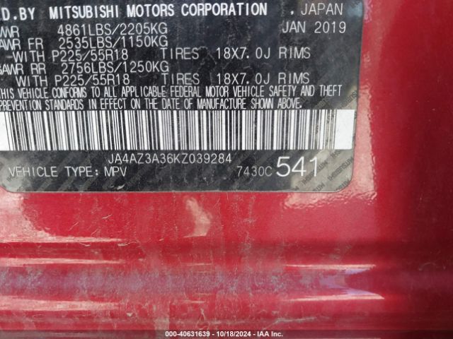 JA4AZ3A36KZ039284 Mitsubishi Outlander Sel